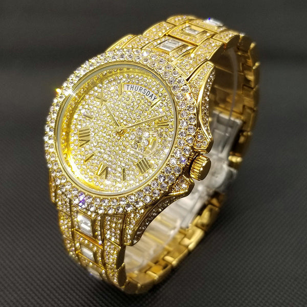 IL -Watch Timepiece with Full Diamonds in Luxury Gold, Waterproof