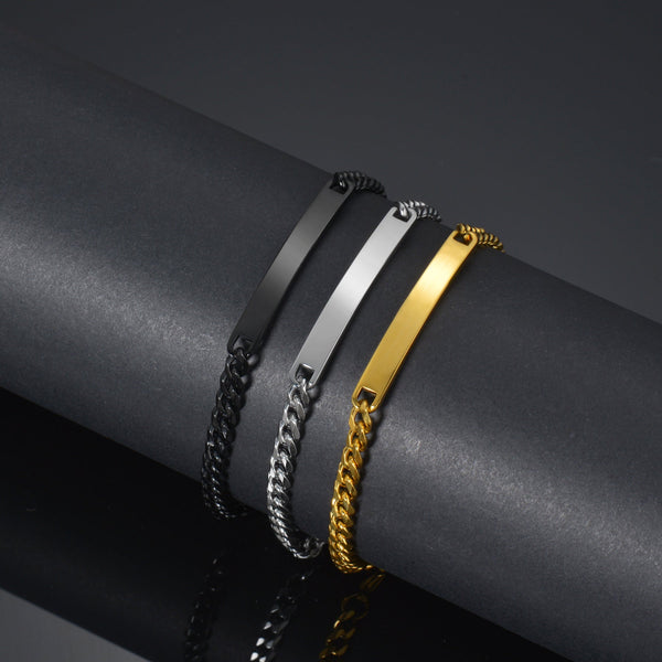 IL - Custom Engraved Bracelet (Adjustable Cuban Figaro Chain)